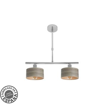 FABRILAMP Lampara Gilda 2xe14 Cromo/madera Gris Regx43x14 Cm