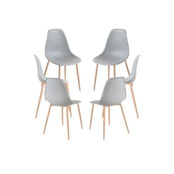 Pack 6 Sillas Mykle De Polipropileno 85*46*38 Cm - Gris Claro