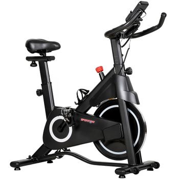 SPORTNOW Bicicleta Estática, Bicicleta de Ejercicio, Resistencia Magnética Ajustable, Pantalla LCD, Asiento Cómodo, 108x51x116cm, Blanco   Aosom España