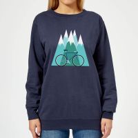 bike and mountains womens christmas jumper - navy - xl - navy