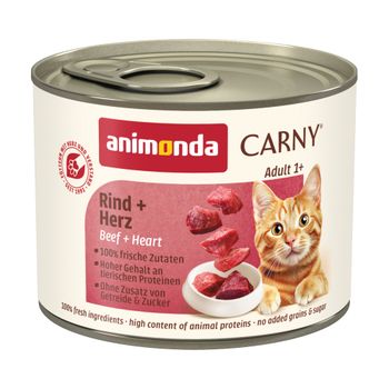 animonda Carny Adult 12 x 200 g - Pack Ahorro - Vacuno y corazón