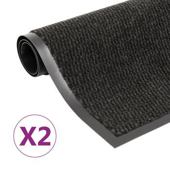 Alfombras De Entrada Rectangulares De Nudo 2 Uds Negro 90x150cm Vidaxl