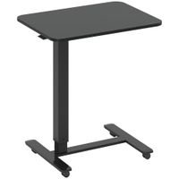 homcom mesa para portatil ajustable en altura con 4 ruedas forma c 65 cm x 48 cm x 70-110 cm negro