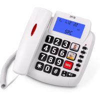 spc comfort volume 2 telefono sobremesa con teclas grandes para personas mayores blanco