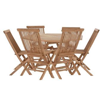 Conjunto De Mesa Con Sillas Dkd Home Decor Teca (120 Cm) (7 Pcs) (120 X 120 X 75 Cm)