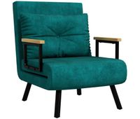 homcom sofa cama de 1 plaza 4 en 1 sofa cama plegable tapizado en terciopelo con respaldo ajustable de 5 niveles y almohada acolchada para oficina dormitorio salon 63x73x81 cm verde