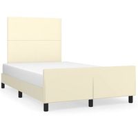 cama matrimonial  cama para adulto  estructura de cama sin colchon cuero sintetico crema 120x200 cm