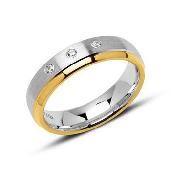 Anillo para mujer de plata 925 chapada en oro con circonitas