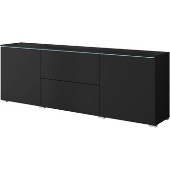 Mueble De Tv Vera 181 Cm, Mueble De Televisión, Aparador De Salón, Sin Iluminación Led, Color Negro Mate