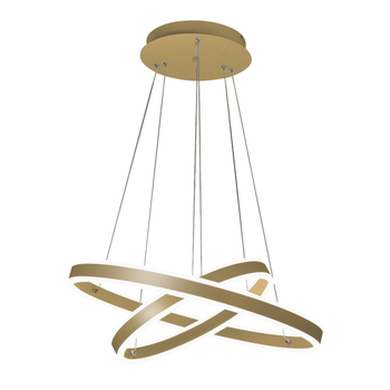 Lámpara Colgante Led Palau 108w 3000k Regulable Ø60 Y Ø40 Cm Oro Mate - Dos Aros De Metal Y Metacrilato