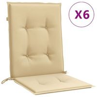cojines silla respaldo bajo 6 ud tela beige melange 100x50x4 cm