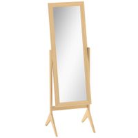 homcom espejo de pie cuerpo entero reclinable 47x46x148 cm espejo de cuerpo entero independiente con marco rectangular roble