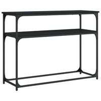 mesa consola  mesa de entrada  mesa auxiliar madera de ingenieria negra 100x355x75 cm