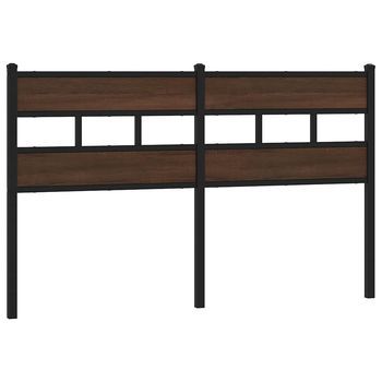 Cabecero De Acero Y Madera De Ingeniería Marrón Roble 160 Cm