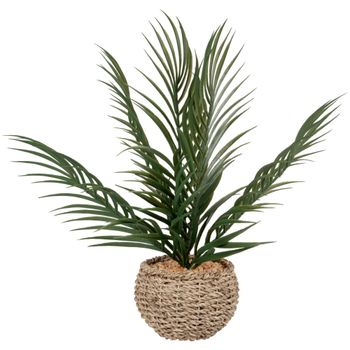 Planta artificial con macetero de fibras vegetales en beige