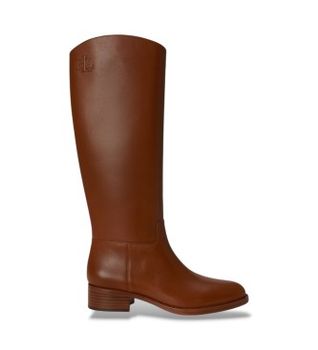 Lauren Ralph Lauren para mujer. 802P12995002 Botas altas Kyle de piel de becerro marrón (39), 1 a 3cm, Cremallera, Casual