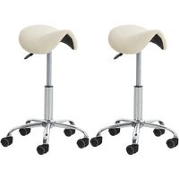 set de 2 taburetes de tabajo reno en polipiel simil cuero crema 46x46x53 cm clp