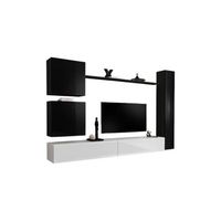 conjunto de muebles para salon mural switch viii mueble de tv mural de diseno en colores blanco y negro brillante