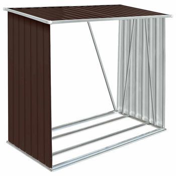 Casetilla Para Leña Acero Galvanizado Marrón 163x83x154 Cm Vidaxl
