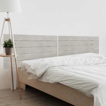Dhome Cabecero De Madera Reciclada Dm Para Camas De 160 Estilo Palet Horizontal Con Patas Dual Dividido En 2 Piezas Cama Palet Herrajes Incluidos (160cm Dual, Gris Tribal)