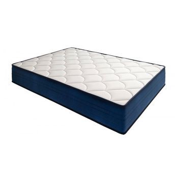 Colchón Viscoelástico Modelo Memory, 140 X 190 X 18cm - Todas Las Medidas, Blanco Y Azul