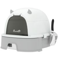 pawhut arenero para gatos l caja de arena para gatos con tapa extraible y bandeja de acero inoxidable extraible pala gris