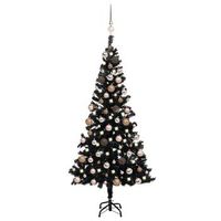 arbol de navidad preiluminado con luces y bolas negro 150 cm vidaxl