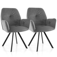 costway juego de 2 sillas giratorias de terciopelo silla de brazos con patas de metal y almohadillas antideslizantes 63 x 59 x 87 cm gris