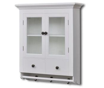 Vidaxl armario de cocina de pared de madera y puerta de vidrio blanco