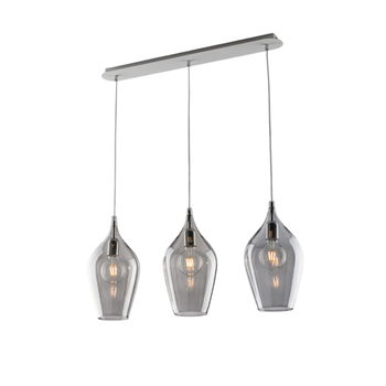 Riel De Hierro Ares Con Cristal Pyrex Gris 3 Luces L.75 X 10 Bl273-bin3-gr