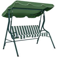outsunny balancin de exterior con toldo ajustable en angulo impermeable y marco de acero para patio balcon 170x110x153 cm verde   aosom espana