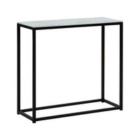 consola de vidrio templado blanco negro 80 x 30 cm base de metal dorris