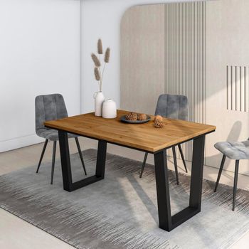 Mesa comedor efecto madera roble 140x90x74cm