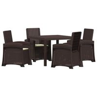 conjunto de comedor de jardin 5 uds marron y crema pp vidaxl