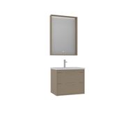 conjunto de mueble clay de bano con 1 cajon con lavabo y espejo de 65 cm color beig