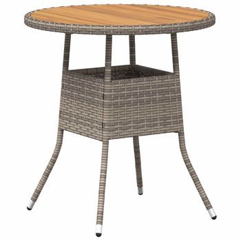 Mesa De Jardín | Mesa De Cena Con Almacenamiento Gris Y Acacia 70 X 70 X 73 Cm