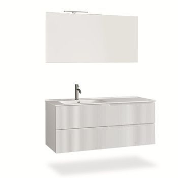 Composición Baño Lavabo Izquierda 4 ​​piezas Venere Blanco Mate En Mdf