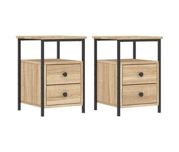 Vidaxl mesitas noche 2 uds madera ingeniería roble sonoma 34x35,5x50cm