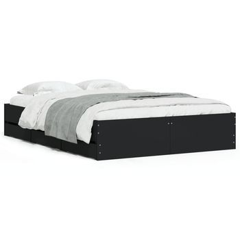 Cama Con Cajones Madera De Ingeniería Negro 120x190 Cm Vidaxl