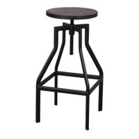 taburete alto de metal y madera stoner - negro - 69x36x36