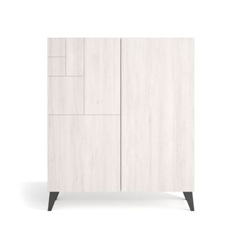 Zapatero de melamina blanco patas grafito 109x90x27 cm