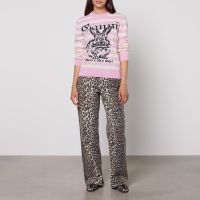 ganni bunny striped wool-blend knit jumper - m