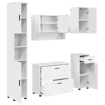 Juego De Muebles De Baño 5 Uds. Brillante 35 X 30 X 192 Cm Vidaxl