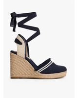 de tommy hilfiger fringe canvas high wedge marino