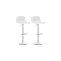 set de 2 taburetes de bar regulable en plastico blanco