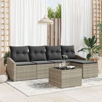 juego de sofa de jardin de 6 piezas con cojines gris ratan sintetico v2782 unico  beige