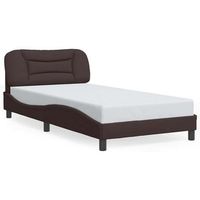 estructura de cama sin colchon hvar tela marron oscuro 100x200 cm vidaxl