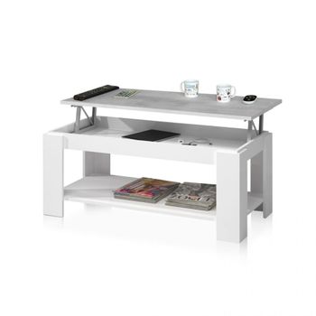 Mesa de centro elevable melamina blanco artik - gris cemento
