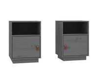 vidaxl mesitas de noche 2 uds madera maciza de pino gris 40x34x55 cm