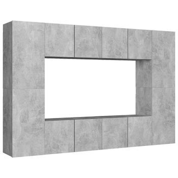 Set De Muebles De Salón 8 Pzas | Mueble Tv Madera Ingeniería Gris Hormigón Cfw17489